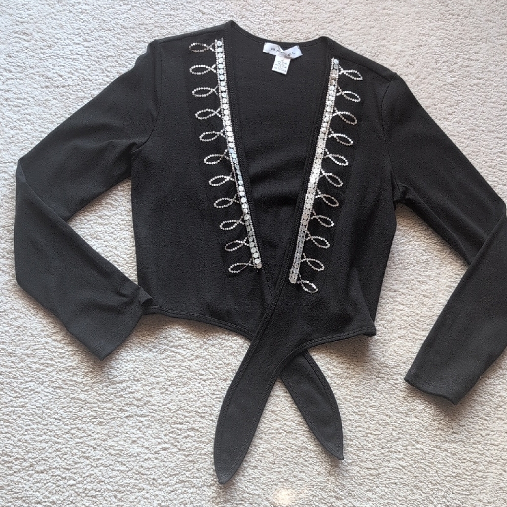 RAFAEL Black Crop Top with Silver Detailing